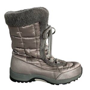 NWOB Lands' End Women's Sz 9B Gray Insulated Quilted Winter Boots Faux Fur